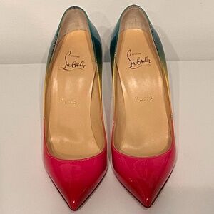 Christian Louboutin Pigalle Follies 100MM Patent Rainbow
